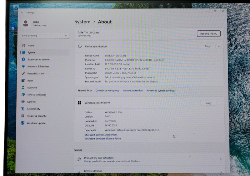 DELL OPTIPLEX 3080 USFF  i5-10500T@2.30GHz 16GB RAM 256GB M.2 NVMe SSD  Q