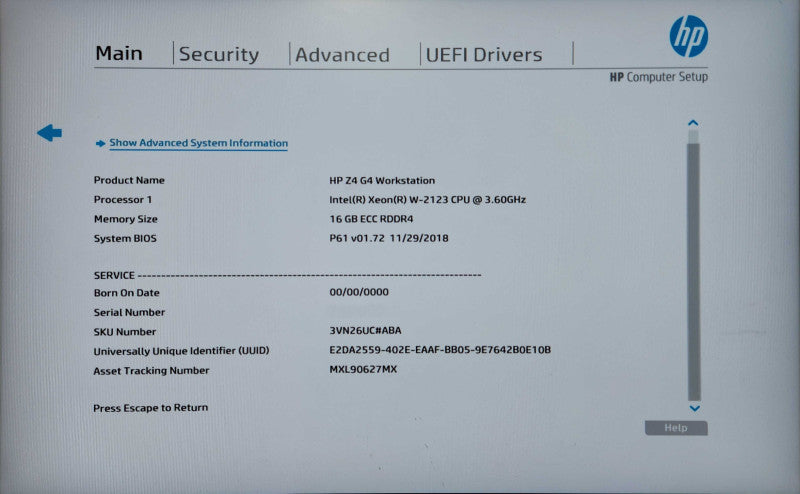 HP Z4 G4 Workstation, Xeon W-2123 3.60GHz, 16GB DDR4, 512GB NVMe, K2200