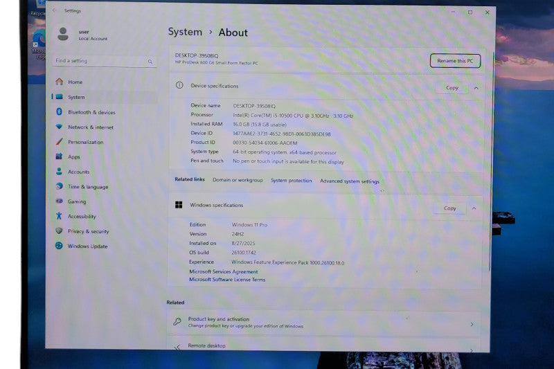 HP ProDesk 600 G6 Small  Intel i5-10500@3.10GHz 16GB RAM DDR4 256GB M.2