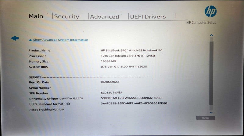 HP EliteBook 640 G9, i5-1245U, 16GB DDR4, 256GB NVMe, No PWR  Lap200