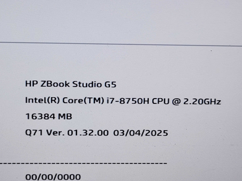 HP Z Book Studio G5 - Core i7-8750H 16GBB DDR4  256GB NVME QUADRO P1000 % Lap200