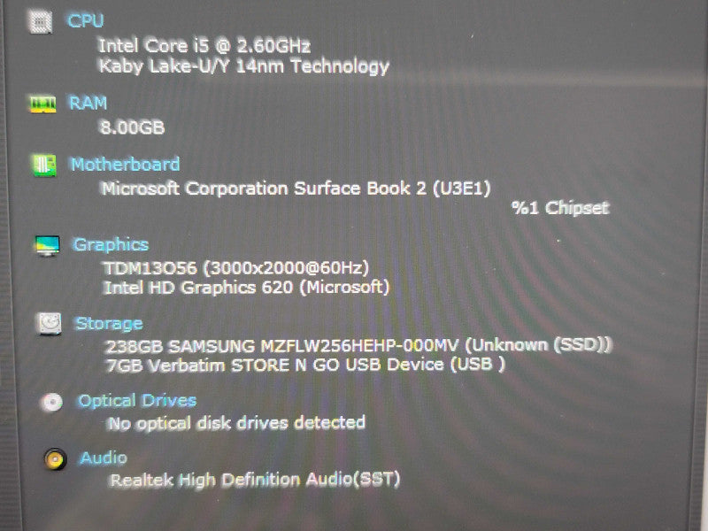 Microsoft Surface Book 2 i5-7300U 8GB RAM 256 SSD FOR PARTS/REPAIR  β BudLap