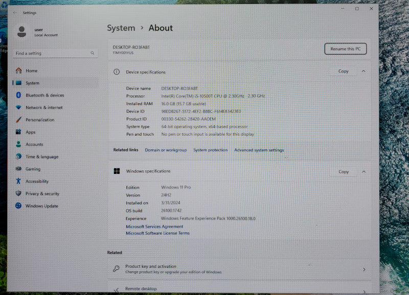 Lenovo ThinkCentre M70q USFF Core i5-10500T@2.3GHz 16GB RAM 256GB NVMe