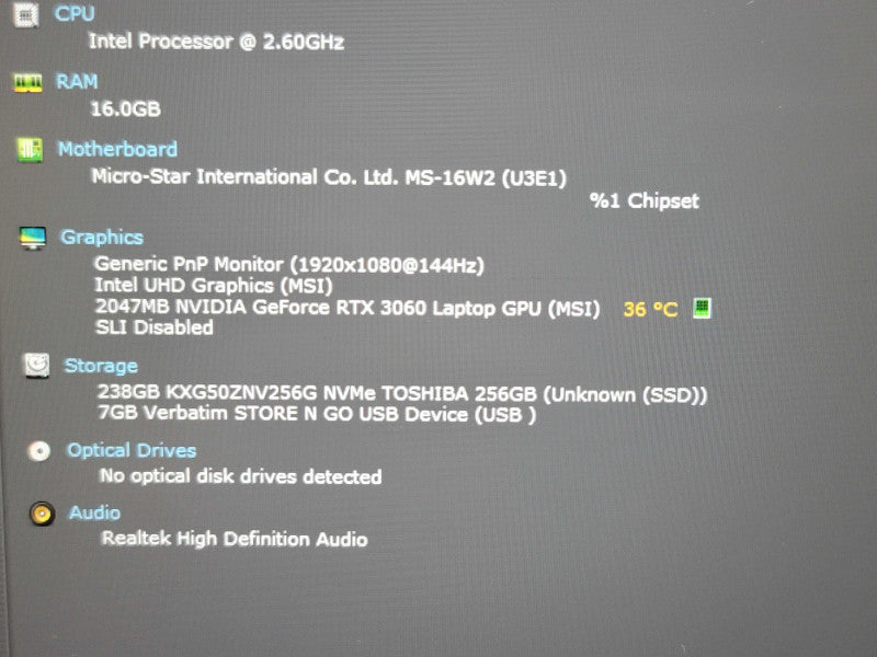 MSI GF65 Thin i7-10750H 16GB DDR4 RTX 3060 256GB NVMe NO Adapter READ β Lap200