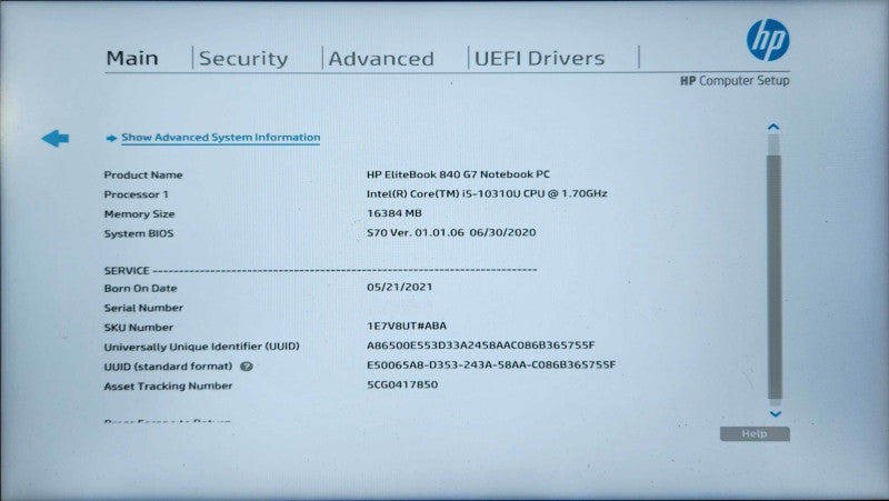 HP EliteBook 840 G7, i5-10310U 1.70GHz, 16GB DDR4, 256GB NVMe, READ  Lap200