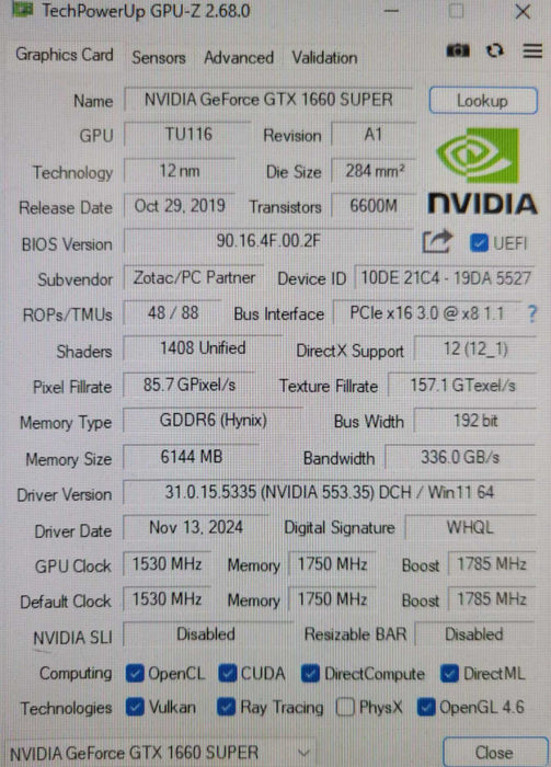 Zotac Gaming geForce GTX 1660 Super 6GB GDDR6 Graphics card _