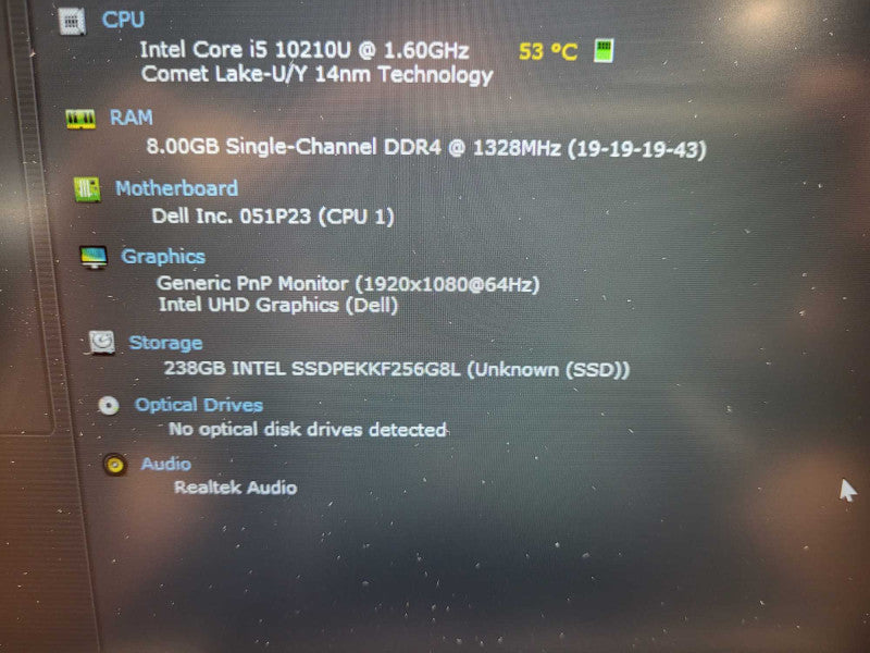Dell  Vostro 5590 Core i5-10210U 8GB DDR4 256GB NVMe READ $ Lap200