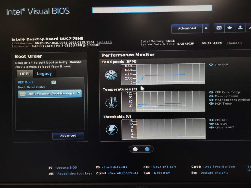 Intel NUC7i7BNH NUC Core i7-7567U 3.50GHz, 16GB RAM, 250GB SSD _
