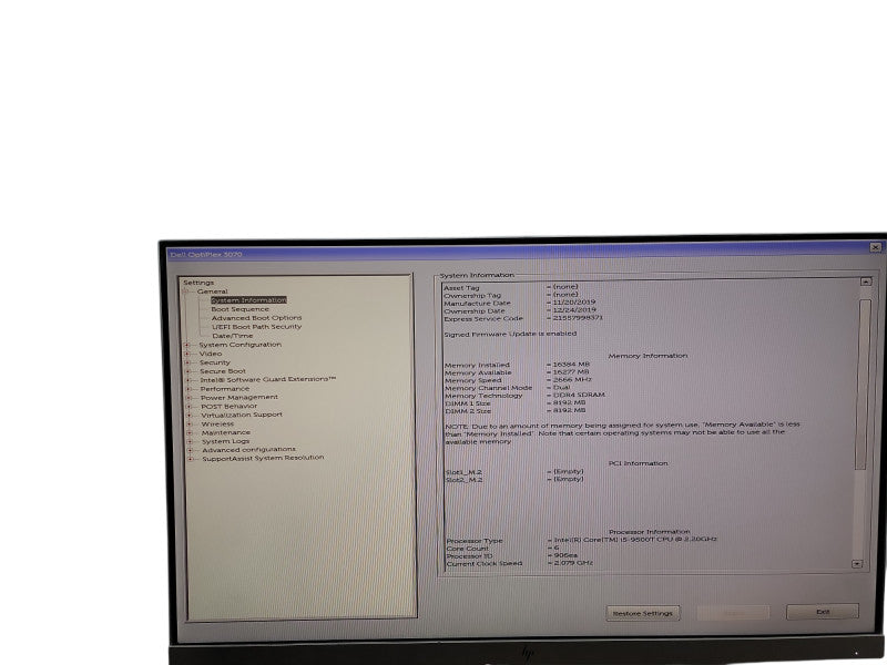Dell OptiPlex 3070 Micro i5 - 9500T @ 2.20GHz 16GB DDR4 Ram Qθ