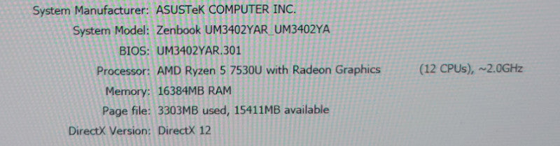 ASUS Zenbook 14 OLED - Ryzen 5 7530U 16GB DDR4 256GB NVMe Radeon Graphics % Lap200
