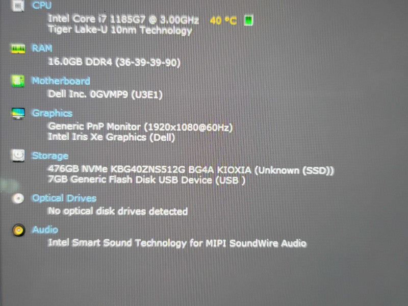 Dell Latitude 9520 i7-1185G7 16GB RAM 512GB NVMe NO TOUCH FOR PARTS/REPAIR  β Lap200