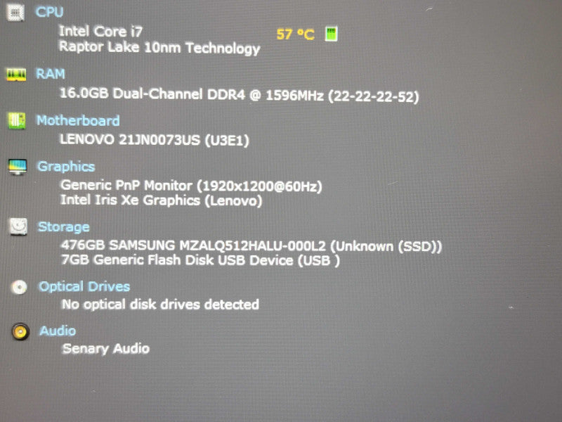Lenovo ThinkPad E16 i7-1355U 16GB RAM 512GB NVMe NO WIFI READ β Lap200