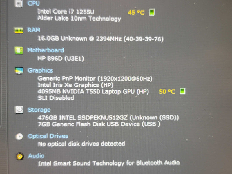 HP ZBook Firefly 14 G9 i7-1255U 16GB RAM T550 512GB NVMe  β Lap200
