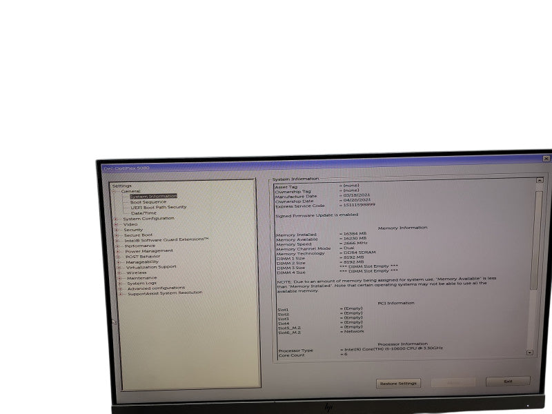 Dell Optiplex 5080 i5 - 10600 @ 3.30GHz 16GB DDR4 Ram Qθ