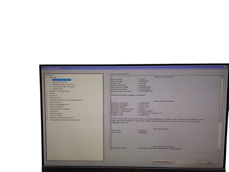 Dell OptiPlex 3070 i5 - 9500T @ 2.20GHz 16GB DDR4 Ram Qθ