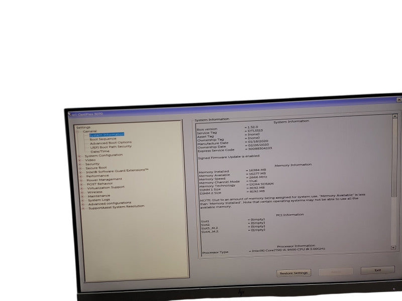 Dell OptiPlex 3070 SFF i5 - 9500 @ 3.00GHz 16GB DDR4 Ram  θ