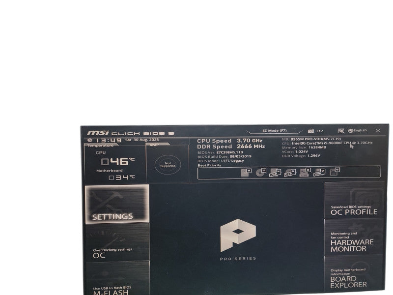 Custom PC B365M PRO-VDH(MS-7C39) i5 - 9600KF @ 3.70GHz 16GB DDR4 Ram Qθ