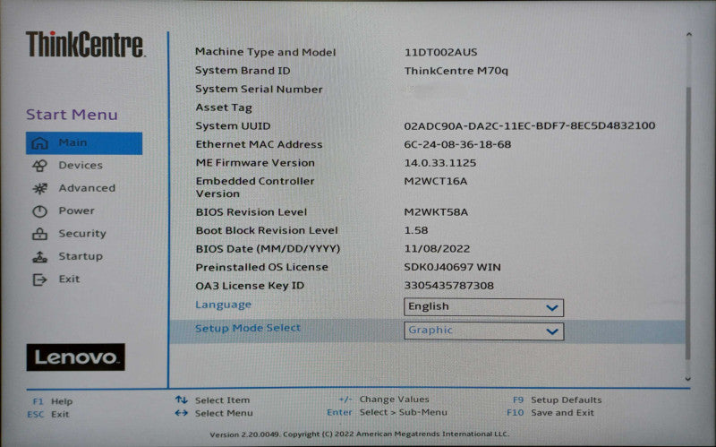 Lenovo ThinkCentre M70q USFF, i5-10400T 2.00GHz, 16GB DDR4, 256GB NVMe, PWR Q