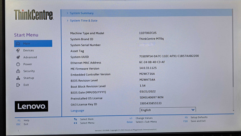 Lenovo ThinkCentre M70q Gen 2 | i5-10400T @2.00GHz, 8GB DDR4, 128GB NVMe