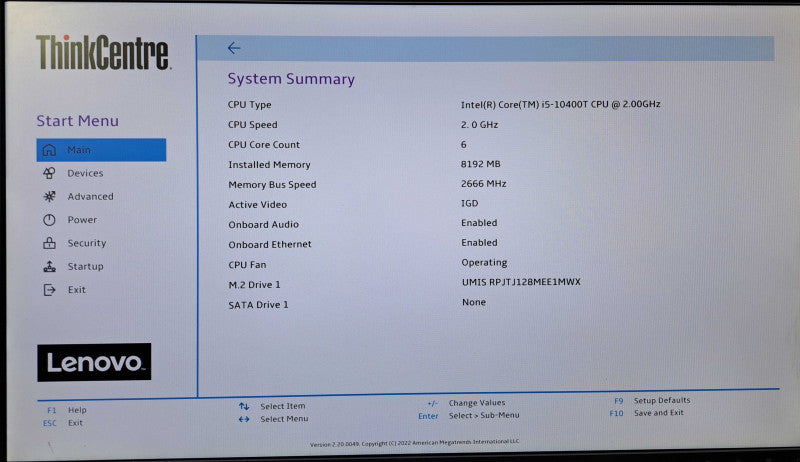 Lenovo ThinkCentre M70q Gen 2 | i5-10400T @2.00GHz, 8GB DDR4, 128GB NVMe