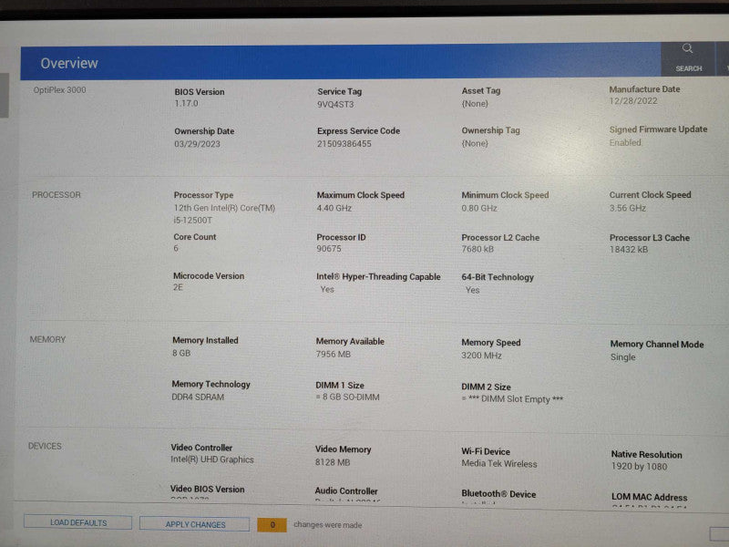 Dell OptiPlex 3000 USFF, Intel i5-12500 CPU, 8GB RAM, 512GB NVMe !