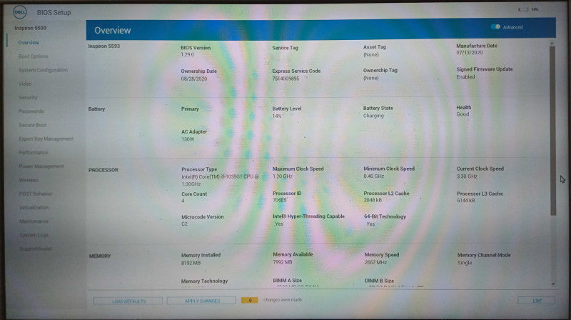 Dell Inspiron 5593, i5-1035G1 1.00GHz, 8GB DDR4, 256GB NVMe, No PWR  Lap200