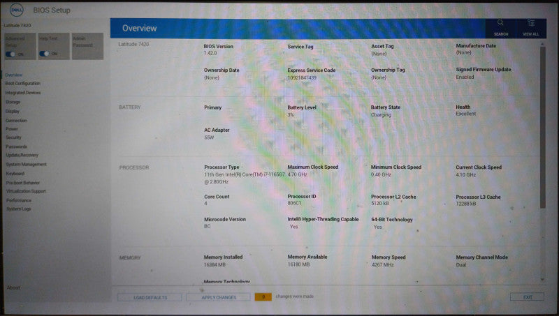 Dell Latitude 7420, i7-1165G7 2.8GHz, 16GB DDR4, 256GB NVMe, No AC  Lap200