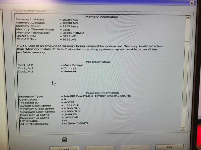 DELL OptiPlex 7080 micro Core i7-10700T 16GB RAM 256GB NVMe w/ AC READ $