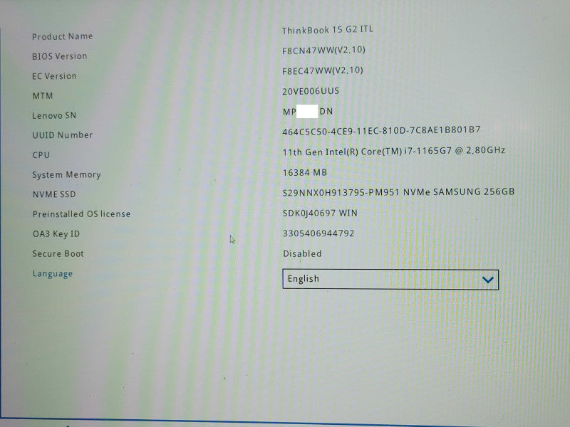 Lenovo ThinkBook 15G2ITL, Core I7-1165G7 2.80GHz, 16GB DDR4, 256GB SSD, SEE _ Lap200