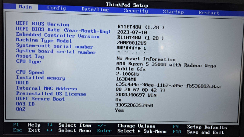 ThinkpPad E595 Ryzen 5 3500U CPU|16GB RAM|256GB SSD|Radeon Vega Gfx GPU  Lap200