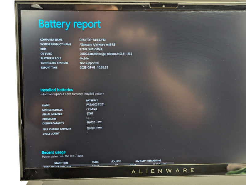 Alienware m15 R3 NVIDIA RTX 2070 Super Intel Core i7-10875H 32GB RAM 500GB  - Lap200