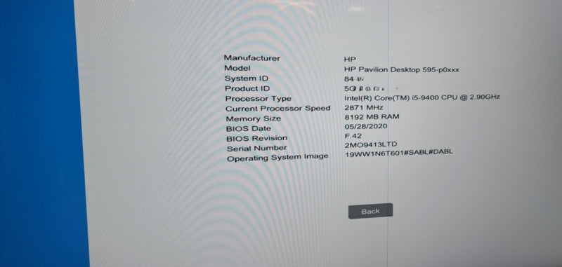 HP Pavilion 595 Desktop PC i5-9400 CPU|8GB RAM|128GB M.2|WIFI & BT