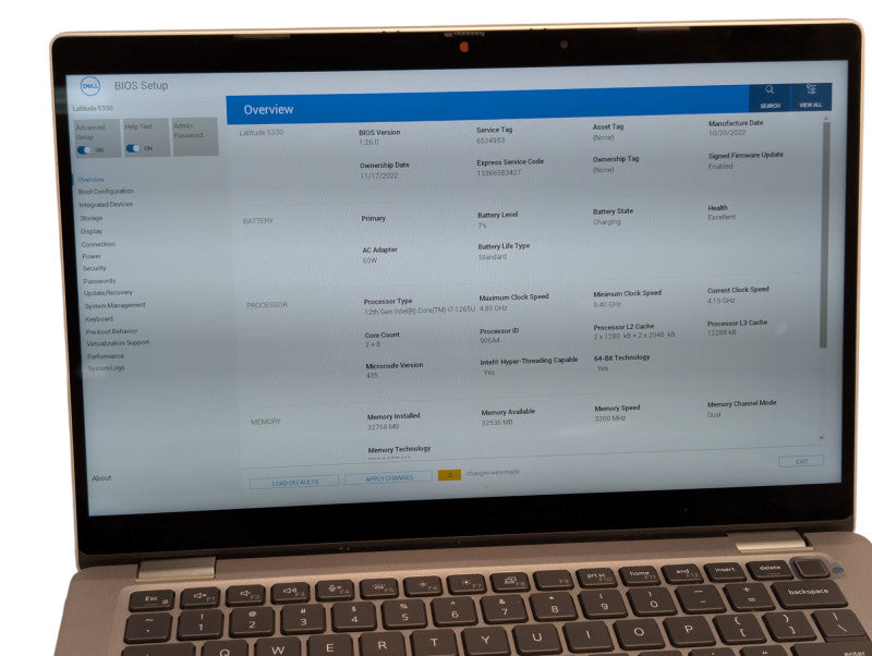DELL Latitude 5330 12th Gen Intel Core i7-1265U 32GB RAM 256GB NVMe SSD  - Lap200