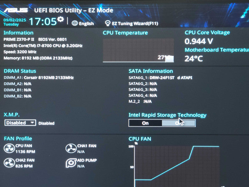 Custom/Asus Tower PC, Core I7-8700 3.20GHz, 8GB DDR4 RAM, 256GB nVME SSD _