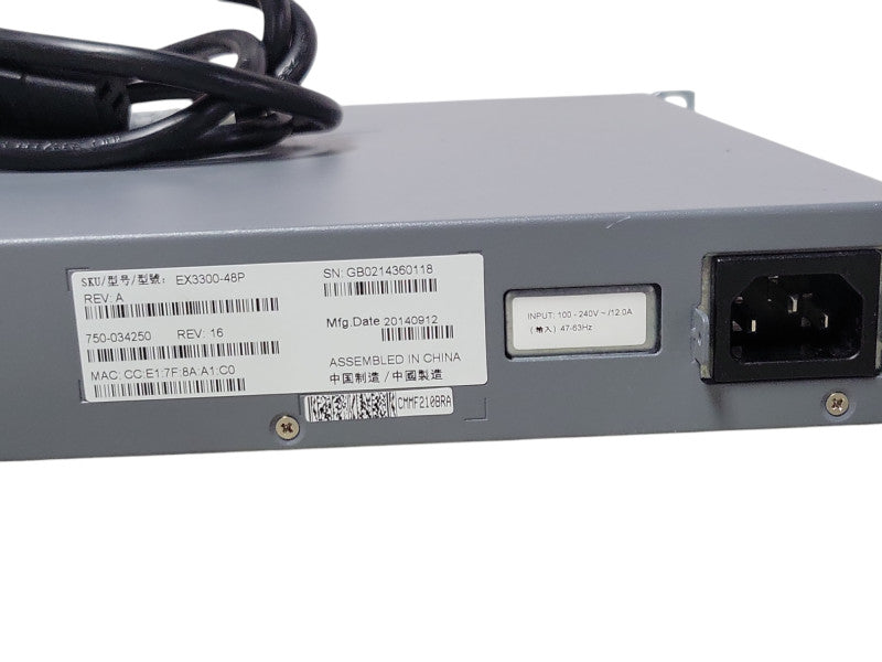 Juniper EX3300 48P EX3300-48P 48 Port PoE+ Gigabit Switch w/ Power cord _