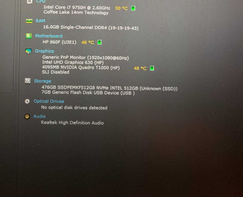HP ZBook 15 G6 i7-9750H@2.6GHz  QUADRO T1000 4GB GPU 16GB RAM 512GB SSD  Lap200