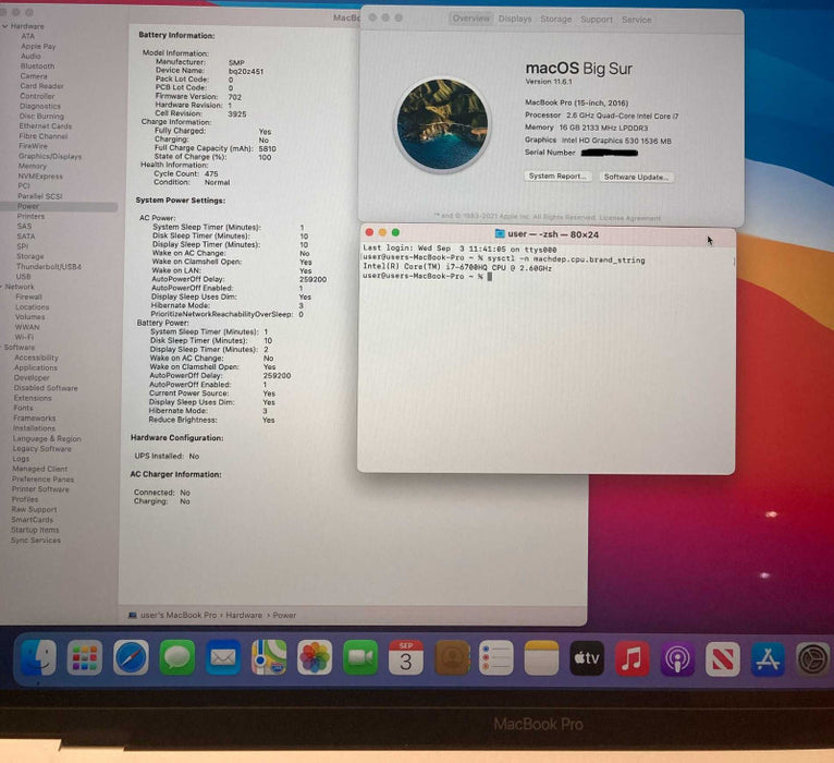 Apple MacBook Pro 15" 2016 i7-6700HQ Radeon Pro 450 16GB RAM 256SSD READ!