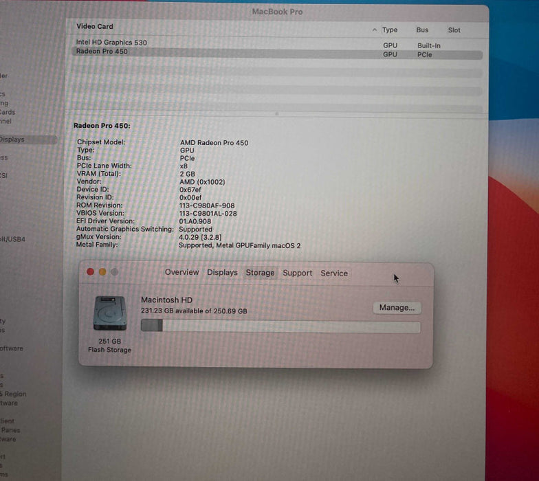 Apple MacBook Pro 15" 2016 i7-6700HQ Radeon Pro 450 16GB RAM 256SSD READ!