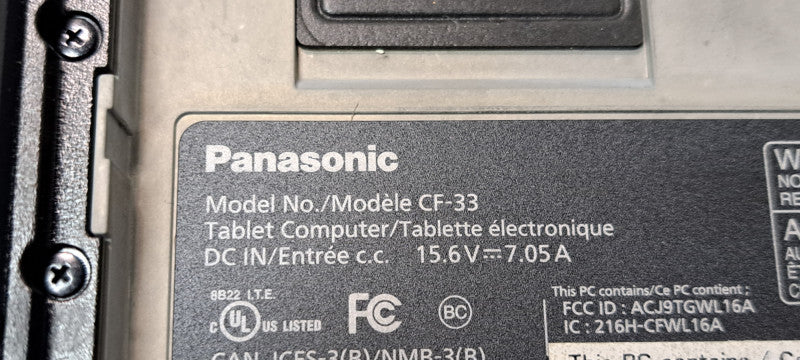 Panasonic Toughbook CF-33 Core i5-7300U CPU| 16GB RAM |256GB SSD| LTE|READ