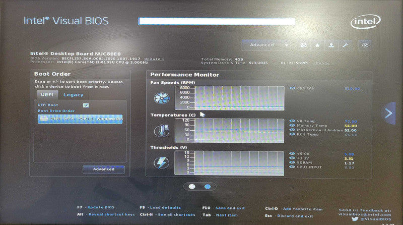 Intel NUC8BEB i3-8109U 3.00GHz, 4GB DDR4, 250GB NVMe !
