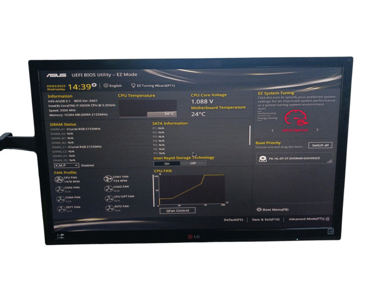 Thermaltake Custom PC Intel i7-5820K @3.3Ghz Asus X99-A 16GB DDR4 GTX 750ti