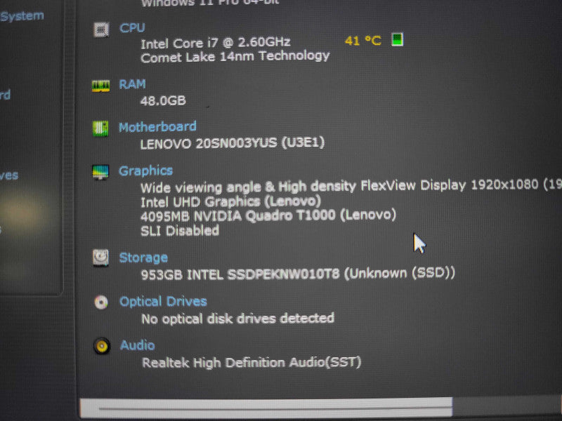 Lenovo ThinkPad P17 Gen1, Core i7-10750H 2.6GHz 48GB RAM, 1TB SSD, T1000 _ Lap200