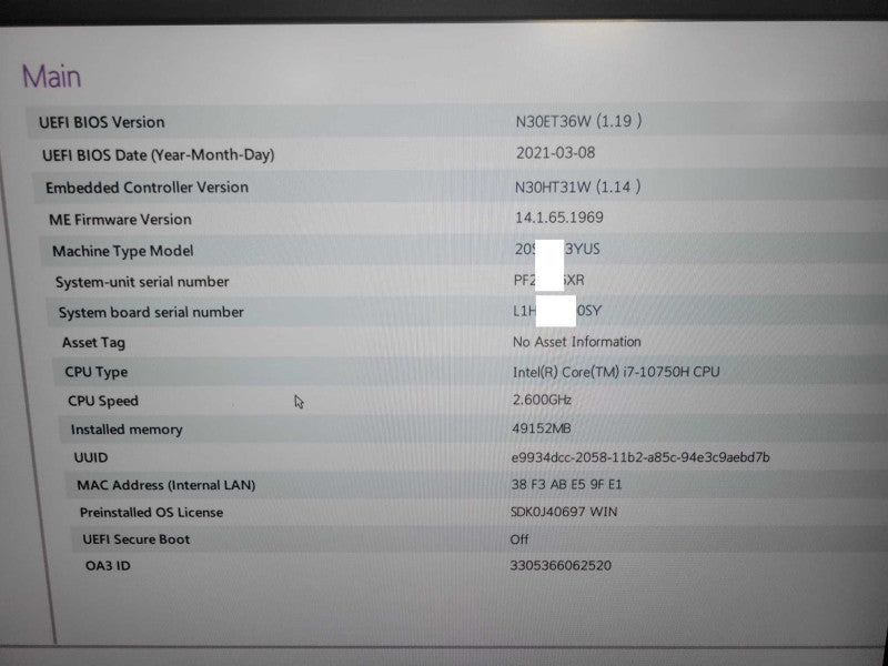 Lenovo ThinkPad P17 Gen1, Core i7-10750H 2.6GHz 48GB RAM, 1TB SSD, T1000 _ Lap200