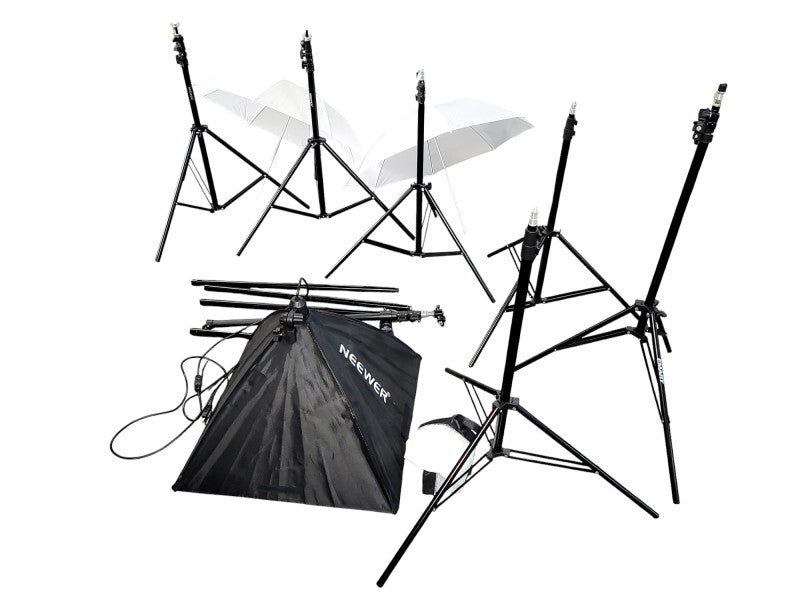 Neewer tridpod sets with 2x white umbrella 1x umbrella light READ $