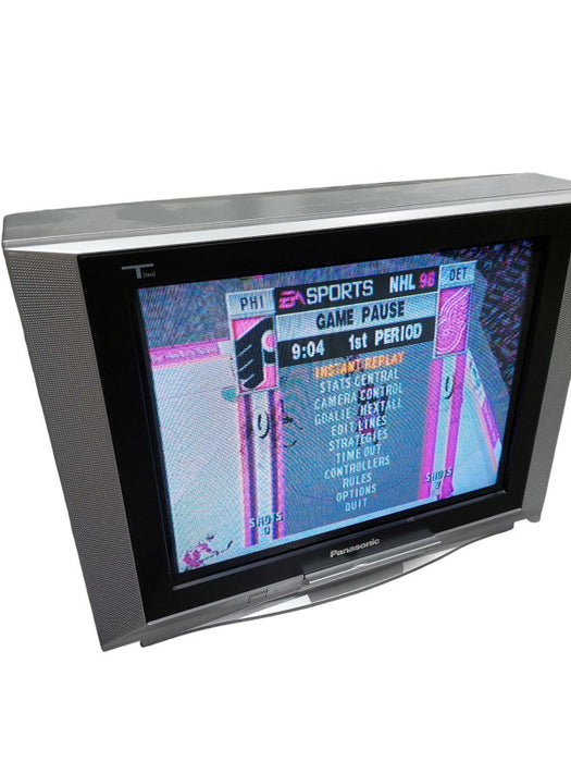 Sony Playstation 1 with 2 Controller & NHL 98 Game & Panasonic CRT TV  =