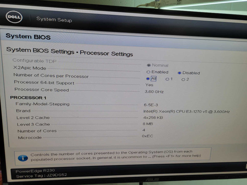 Dell PowerEdge R230 - Xeon E3-1270 v5 8GB ECC DDR4 NO HDD 250W PSU %