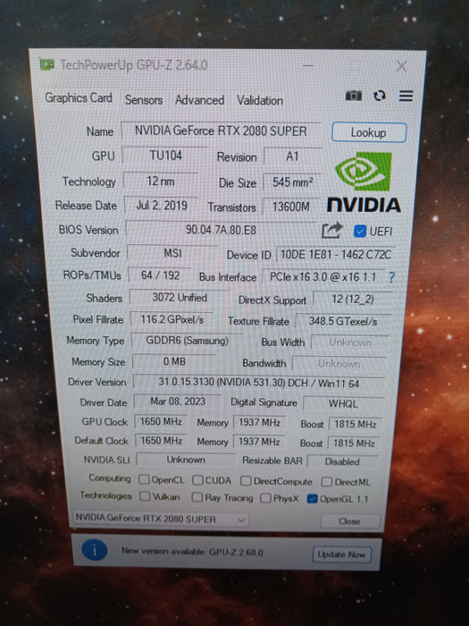 Lenovo GeForce RTX 2080 Super 8GB GDDR6 Graphics Card