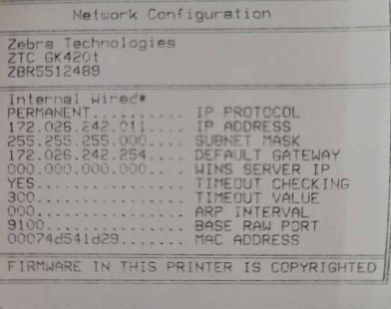 Zebra GK420T Thermal Label Printer USB LAN Network Ethernet GK42-102210-000 _