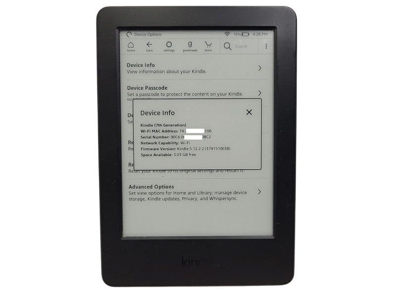 Amazon Kindle 7th generation, 4GB, 6" WiFi eReader eBook Reader, Black, WP63GW $