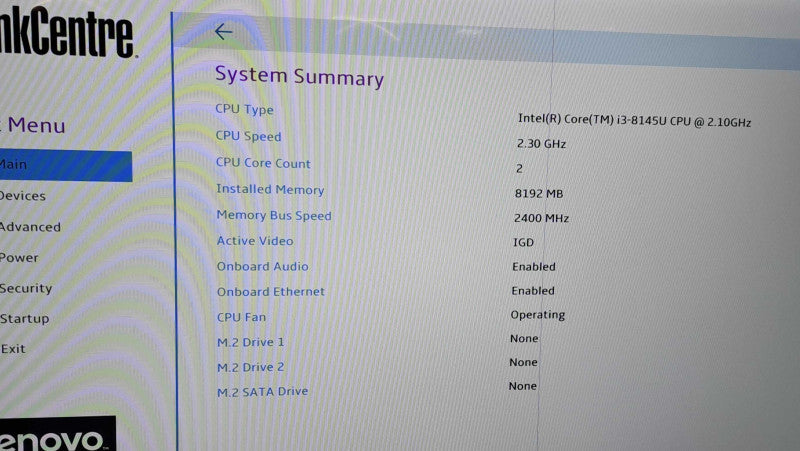 Lenovo M90n-1 PC ThinkCentre 11AD i3-8145U CPU| 8GB RAM DDR4|No HDD Q